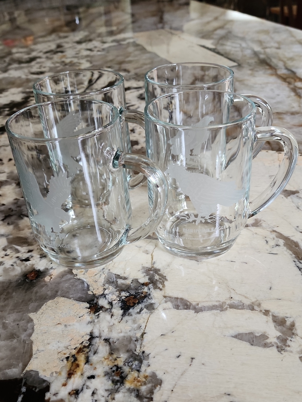 Etched Eagle Glass Mugs - Set of 4